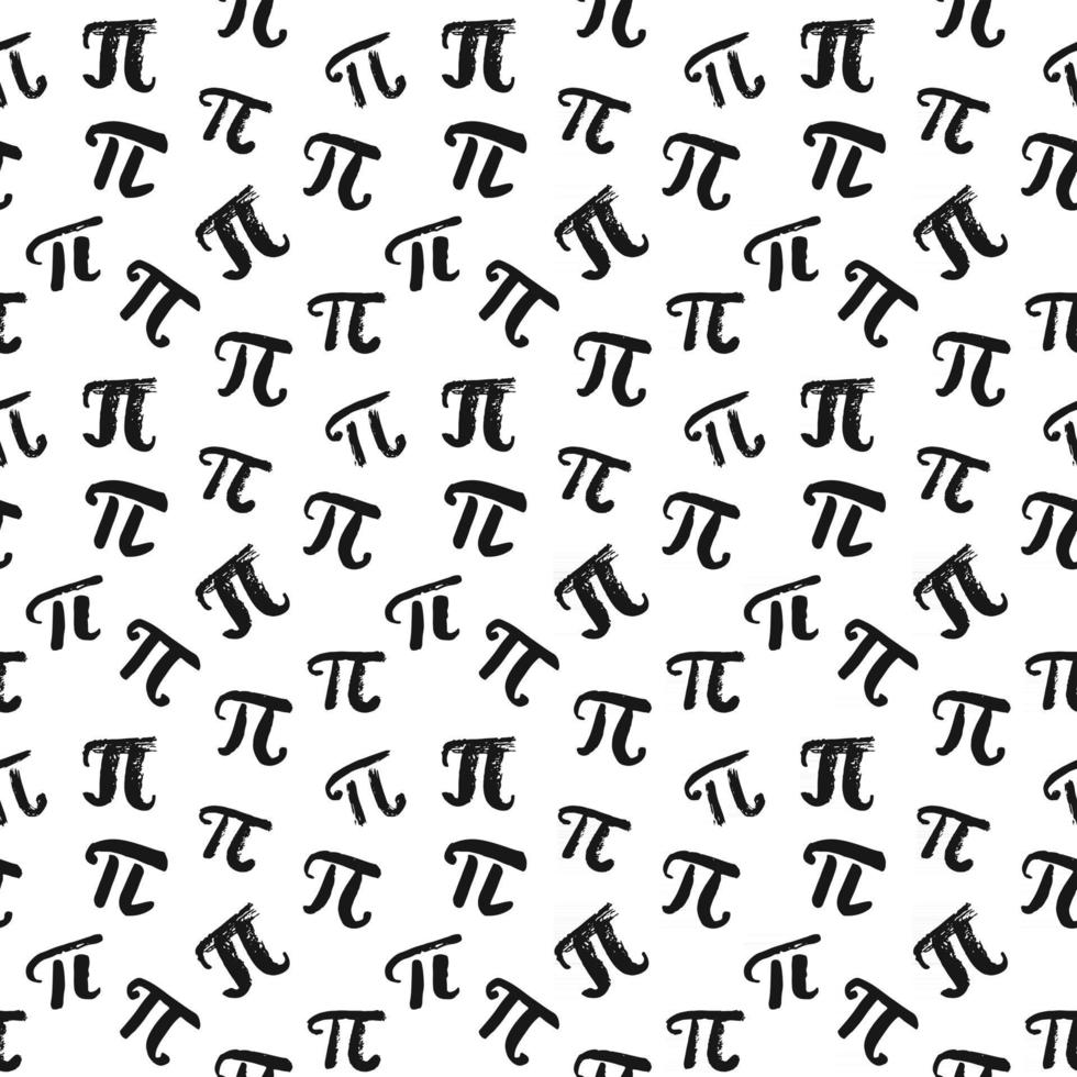 Pi symbol seamless pattern vector illustration. Hand drawn sketched Grunge mathematical signs and formulas, Vector illustration
