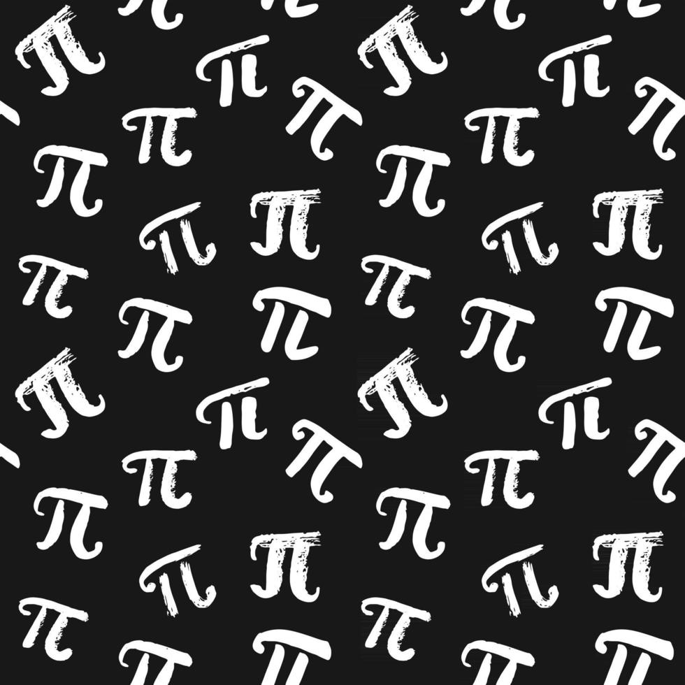 Pi symbol seamless pattern vector illustration. Hand drawn sketched Grunge mathematical signs and formulas, Vector illustration
