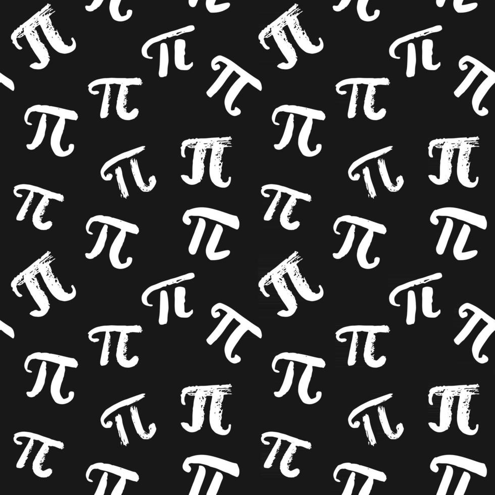 Pi symbol seamless pattern vector illustration. Hand drawn sketched Grunge mathematical signs and formulas, Vector illustration