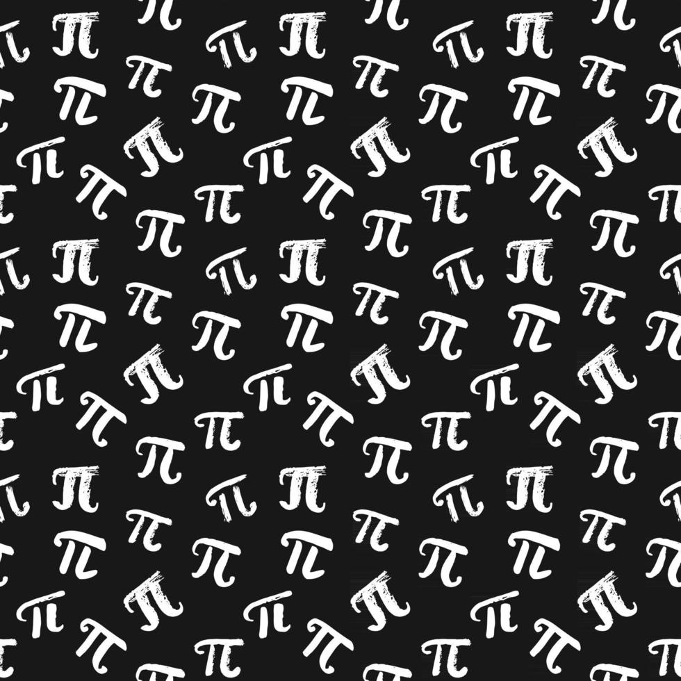 Pi symbol seamless pattern vector illustration. Hand drawn sketched Grunge mathematical signs and formulas, Vector illustration