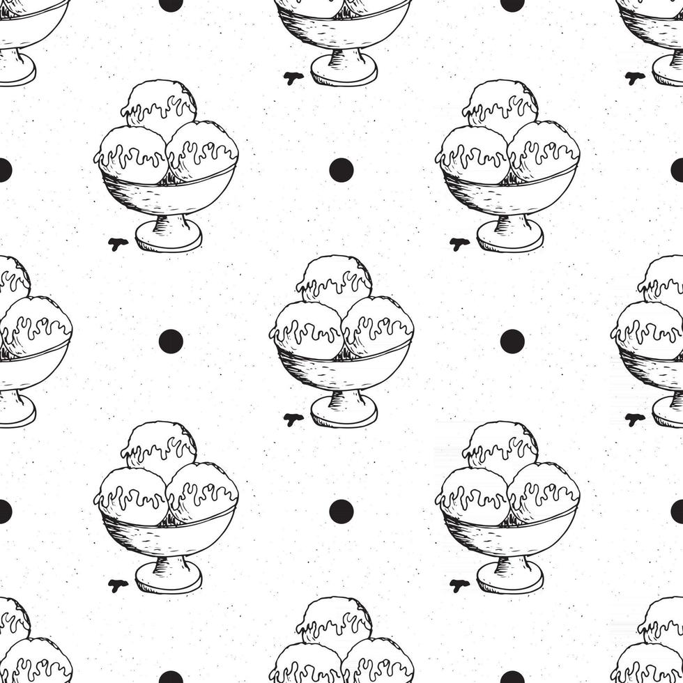 Ice cream seamless pattern hand drawn sketch, background, typography design vector illustration