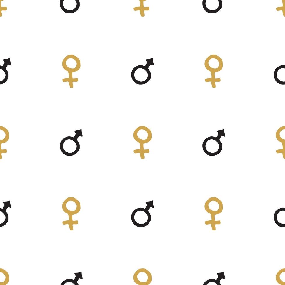 Mars and Venus seamless pattern vector illustration. Hand drawn sketched doodle gender background