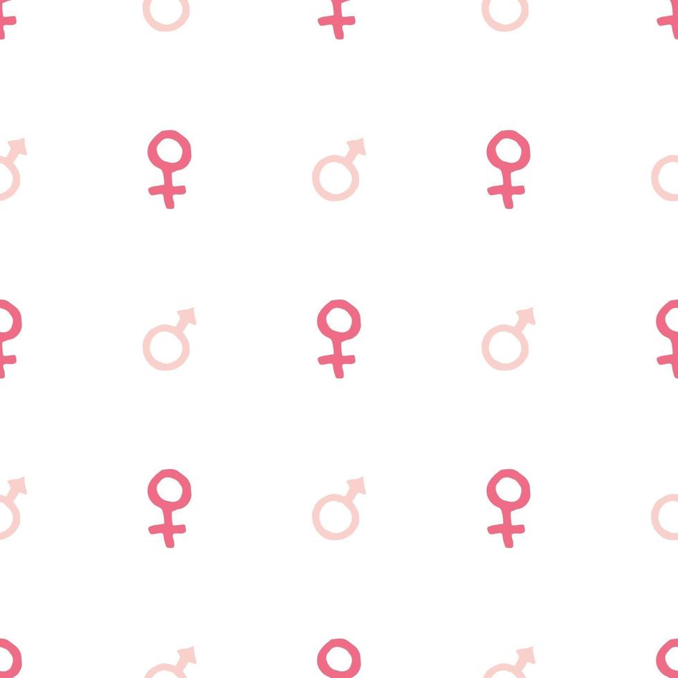 Mars and Venus seamless pattern vector illustration. Hand drawn sketched doodle gender background