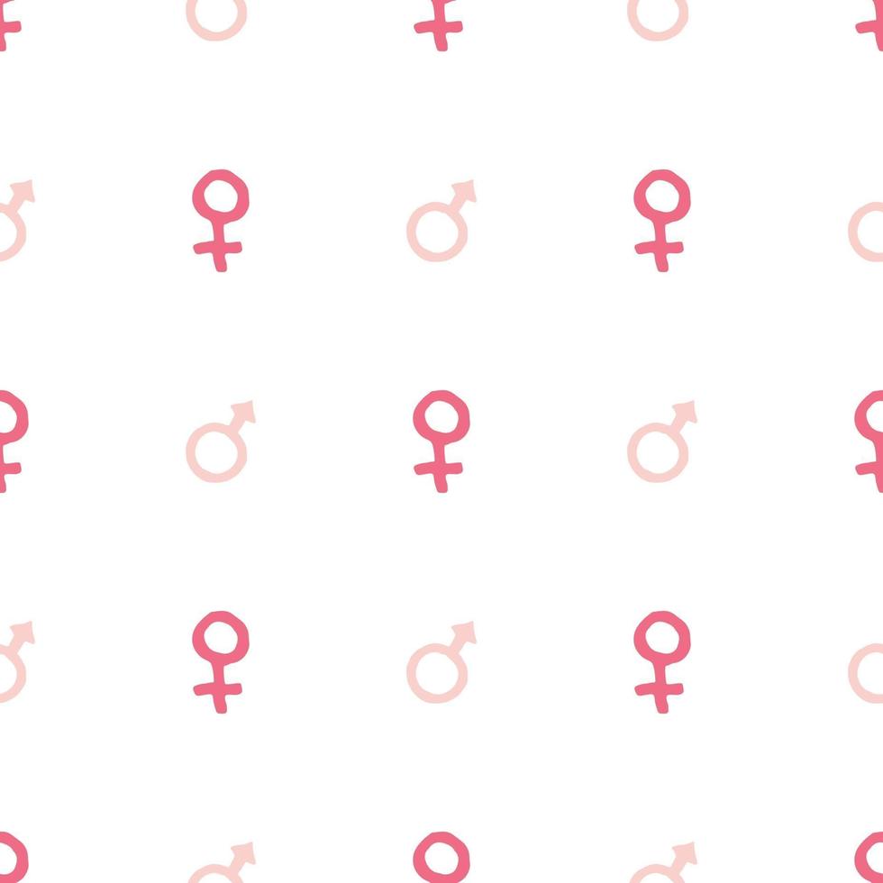 Mars and Venus seamless pattern vector illustration. Hand drawn sketched doodle gender background