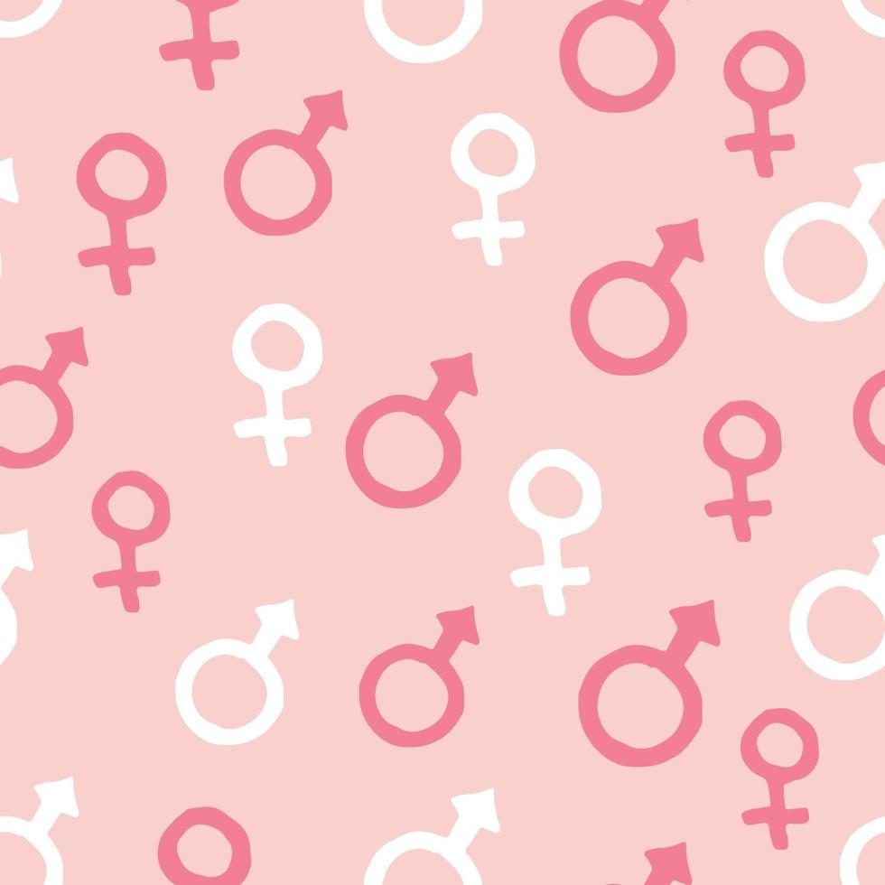 Mars and Venus seamless pattern vector illustration. Hand drawn sketched doodle gender background