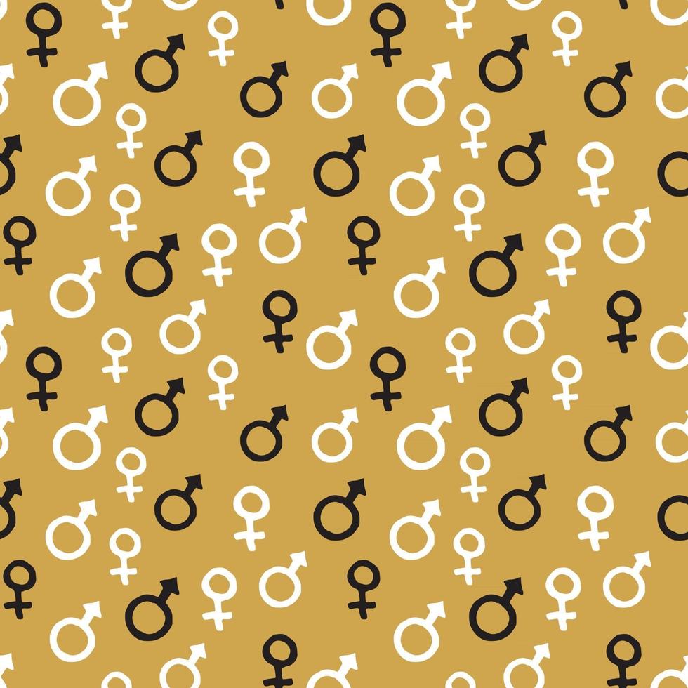 Mars and Venus seamless pattern vector illustration. Hand drawn sketched doodle gender background