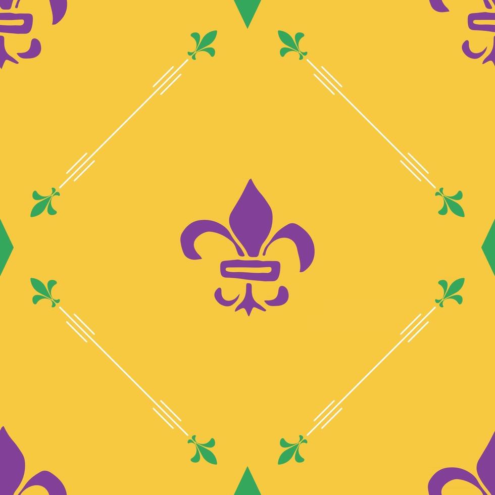 Mardi Gras seamless pattern vector illustration. Hand drawn sketched doodle Holyday elements and royal symbols, Vector illustration