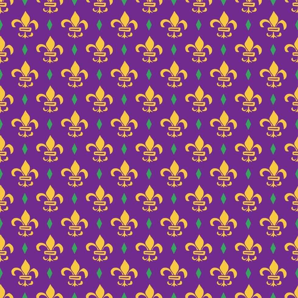 Mardi Gras seamless pattern vector illustration. Hand drawn sketched doodle Holyday elements and royal symbols, Vector illustration