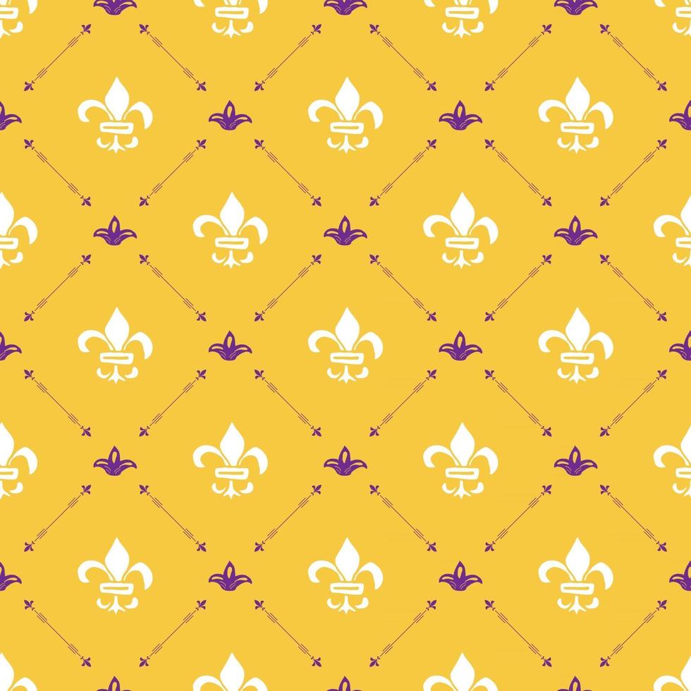 Mardi Gras seamless pattern vector illustration. Hand drawn sketched doodle Holyday elements and royal symbols, Vector illustration