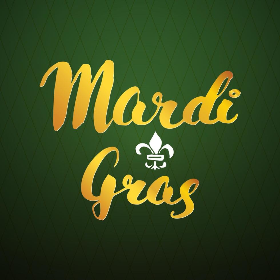 Letras caligráficas de Mardi Gras. diseño de tarjetas de felicitación tipográficas. Letras de caligrafía para saludo navideño. Ilustración de vector de texto de letras dibujadas a mano