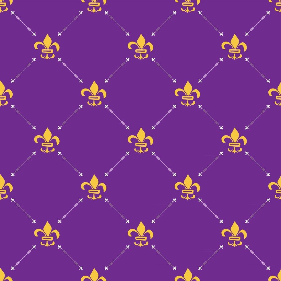 Mardi Gras seamless pattern vector illustration. Hand drawn sketched doodle Holyday elements and royal symbols, Vector illustration
