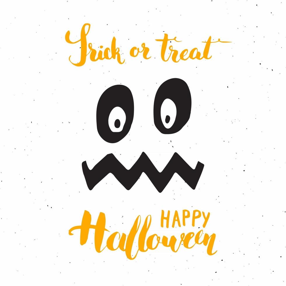 tarjeta de felicitación de halloween. Letrero de caligrafía de letras y elementos dibujados a mano, invitación a una fiesta o diseño de banner de vacaciones ilustración vectorial vector