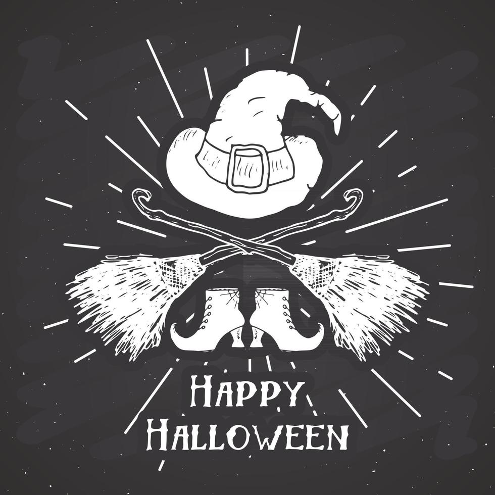 tarjeta de felicitación de halloween. Letrero de caligrafía de letras y elementos dibujados a mano, invitación a una fiesta o diseño de banner de vacaciones ilustración vectorial vector