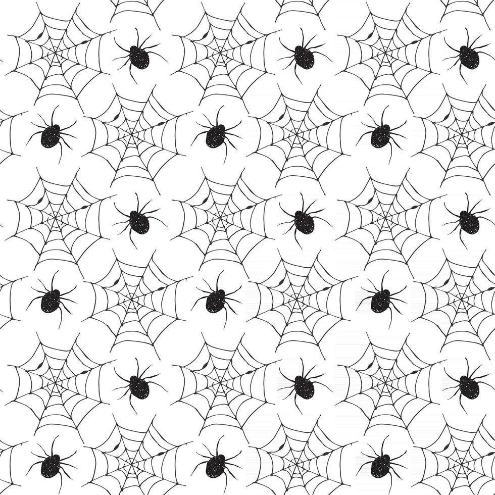 Spider web seamless pattern vector illustration. Hand drawn sketched web background