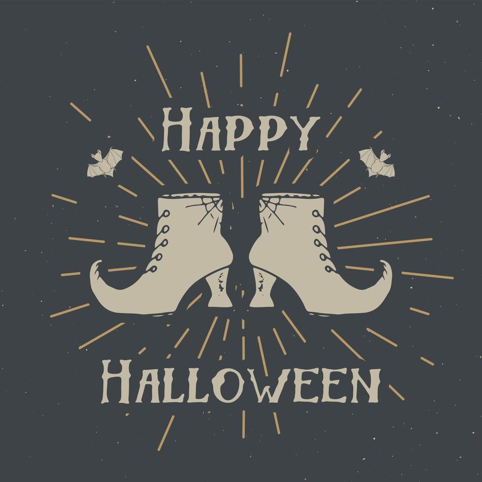 tarjeta de felicitación de halloween. Letrero de caligrafía de letras y elementos dibujados a mano, invitación a una fiesta o diseño de banner de vacaciones ilustración vectorial vector