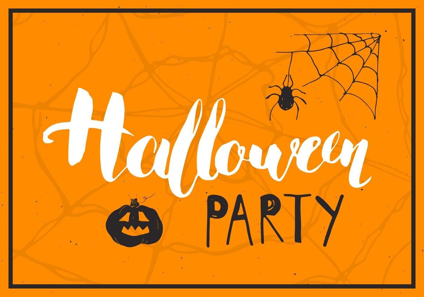 tarjeta de felicitación de halloween. Letrero de caligrafía de letras y elementos dibujados a mano, invitación a una fiesta o diseño de banner de vacaciones ilustración vectorial vector