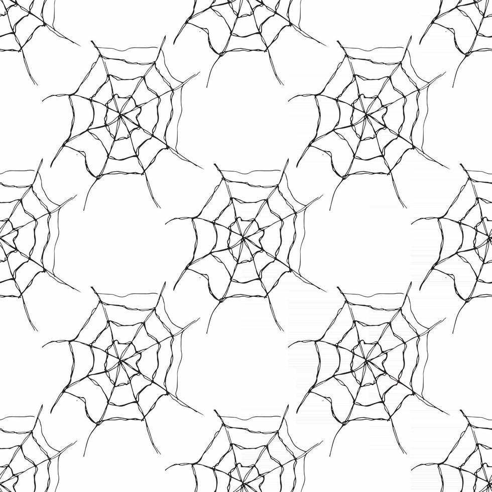 Spider web seamless pattern vector illustration. Hand drawn sketched web background