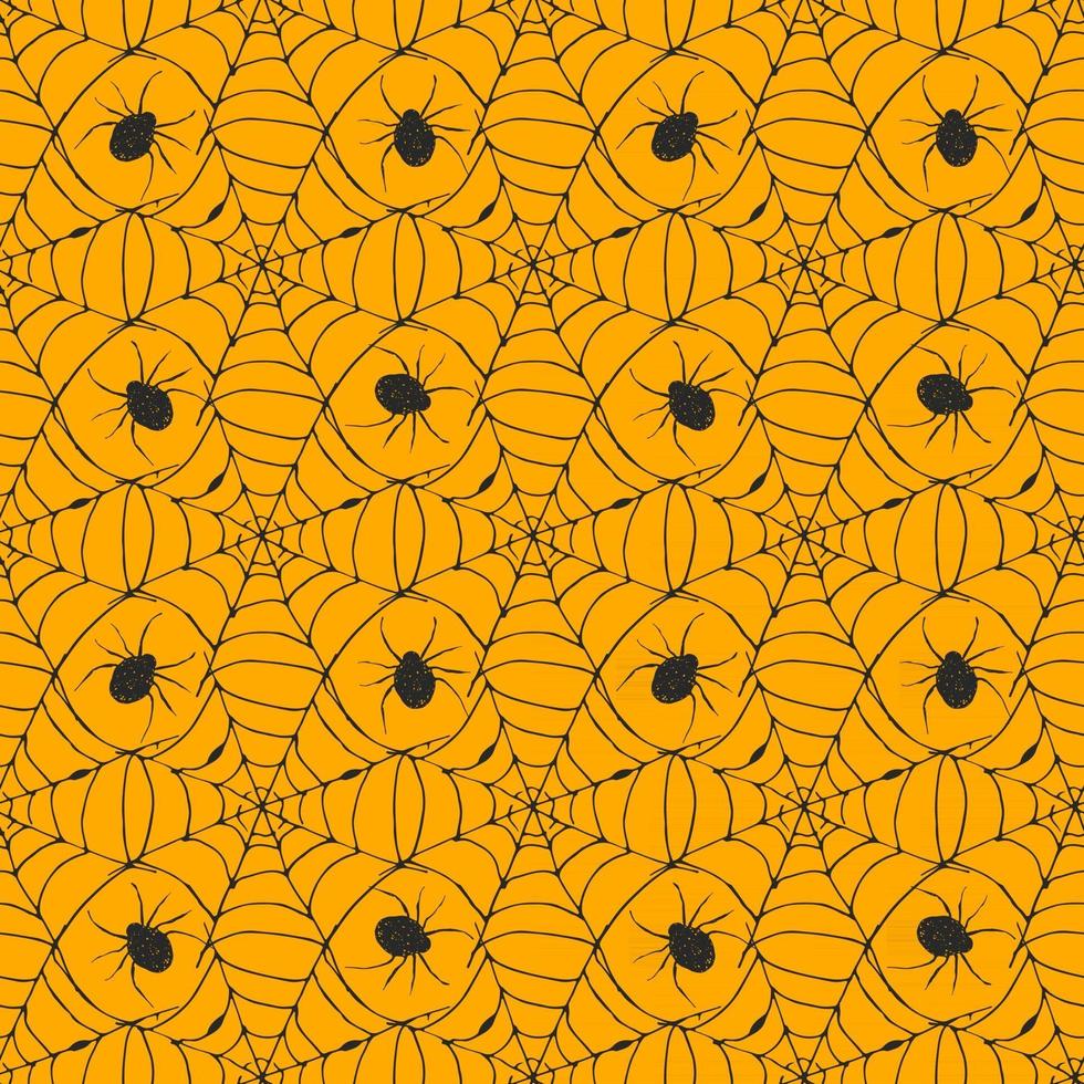 Spider web seamless pattern vector illustration. Hand drawn sketched web background