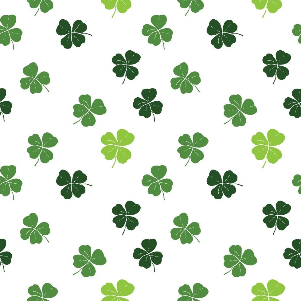 Clover leaf hand drawn doodle seamless pattern vector illustration. St Patricks Day symbol, Irish lucky shamrock background
