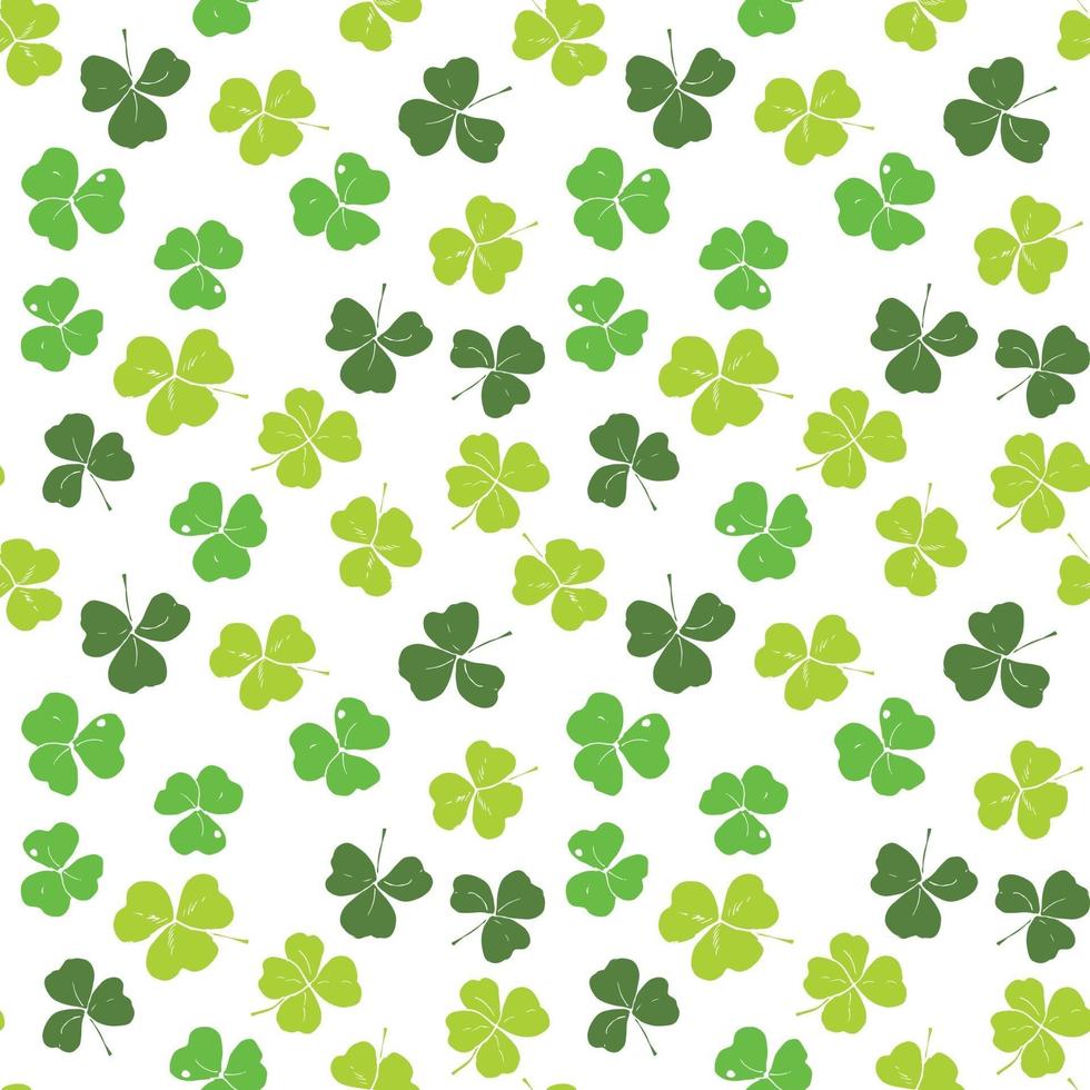 Clover leaf hand drawn doodle seamless pattern vector illustration. St Patricks Day symbol, Irish lucky shamrock background