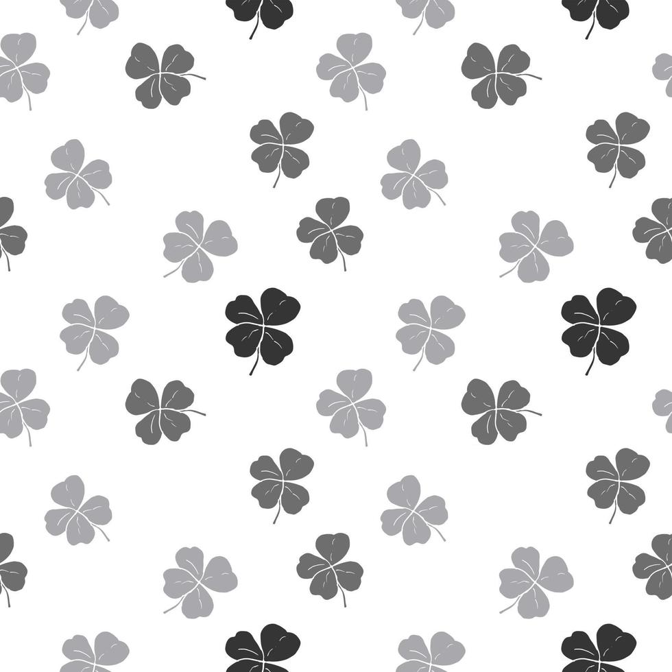 Clover leaf hand drawn doodle seamless pattern vector illustration. St Patricks Day symbol, Irish lucky shamrock background