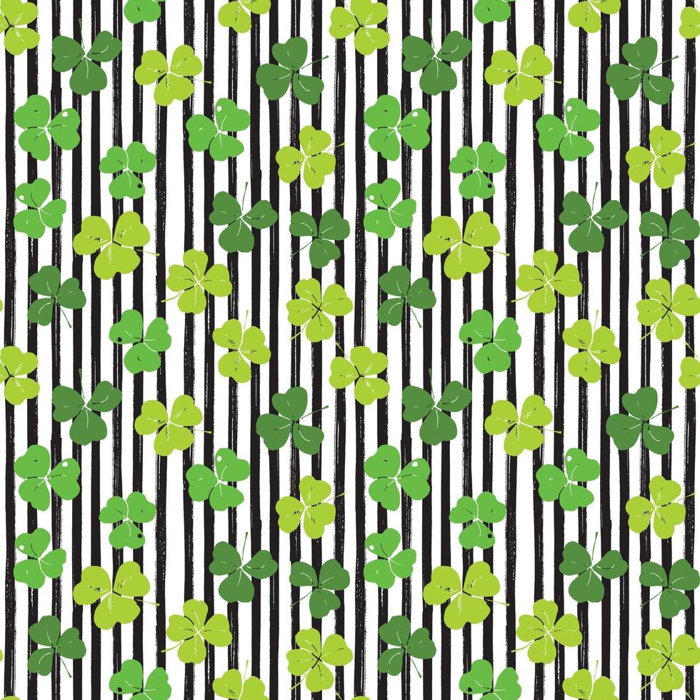 Clover leaf hand drawn doodle seamless pattern vector illustration. St Patricks Day symbol, Irish lucky shamrock background