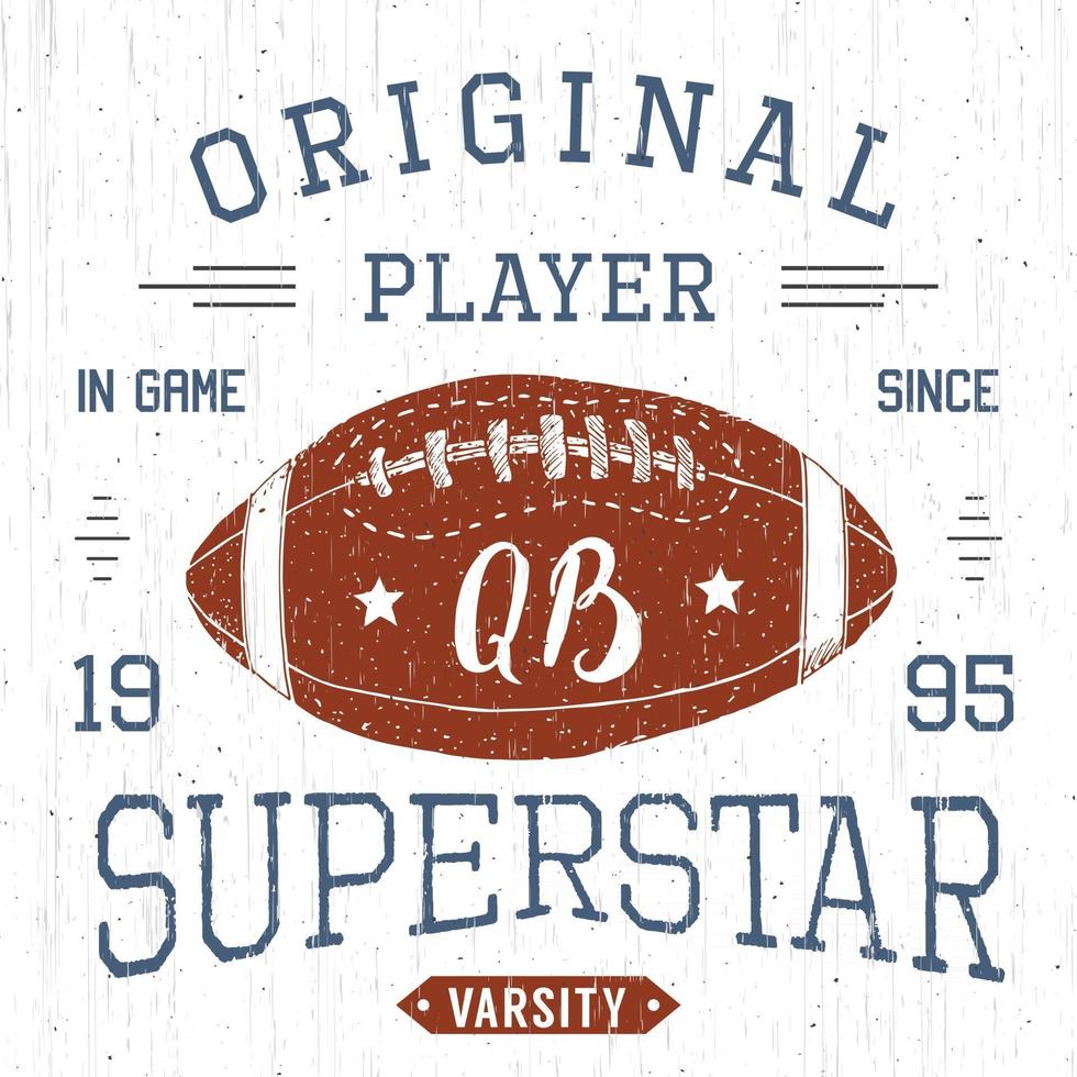 T-shirt design, Football quarterback superstar typography graphics, vector illustration
