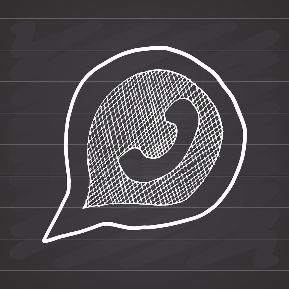 Phone handset in speech bubble hand drawn icon, vector illustration