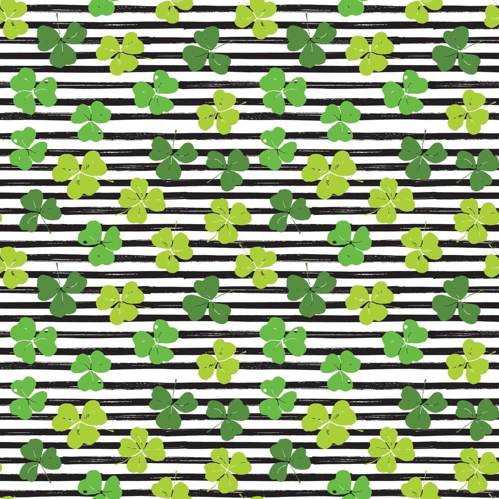Clover leaf hand drawn doodle seamless pattern vector illustration. St Patricks Day symbol, Irish lucky shamrock background