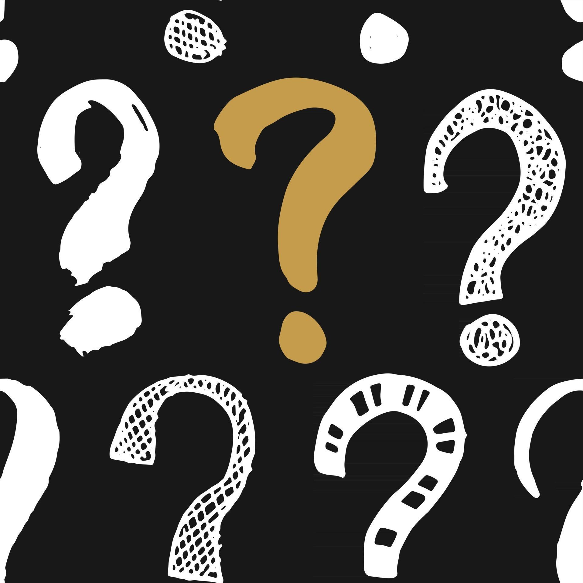 Questions marks seamless pattern. Hand drawn sketched doodle signs