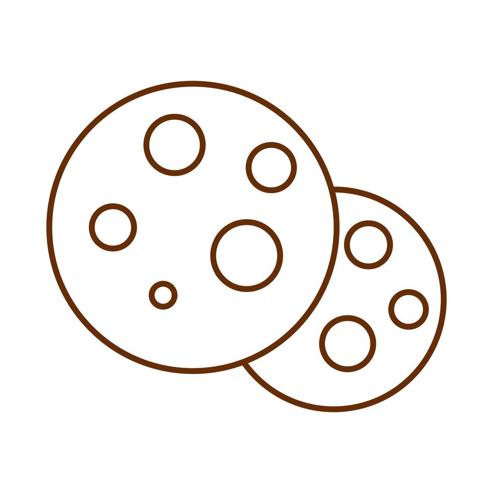 cookies with chocolate chips dessert cartoon line icon vector