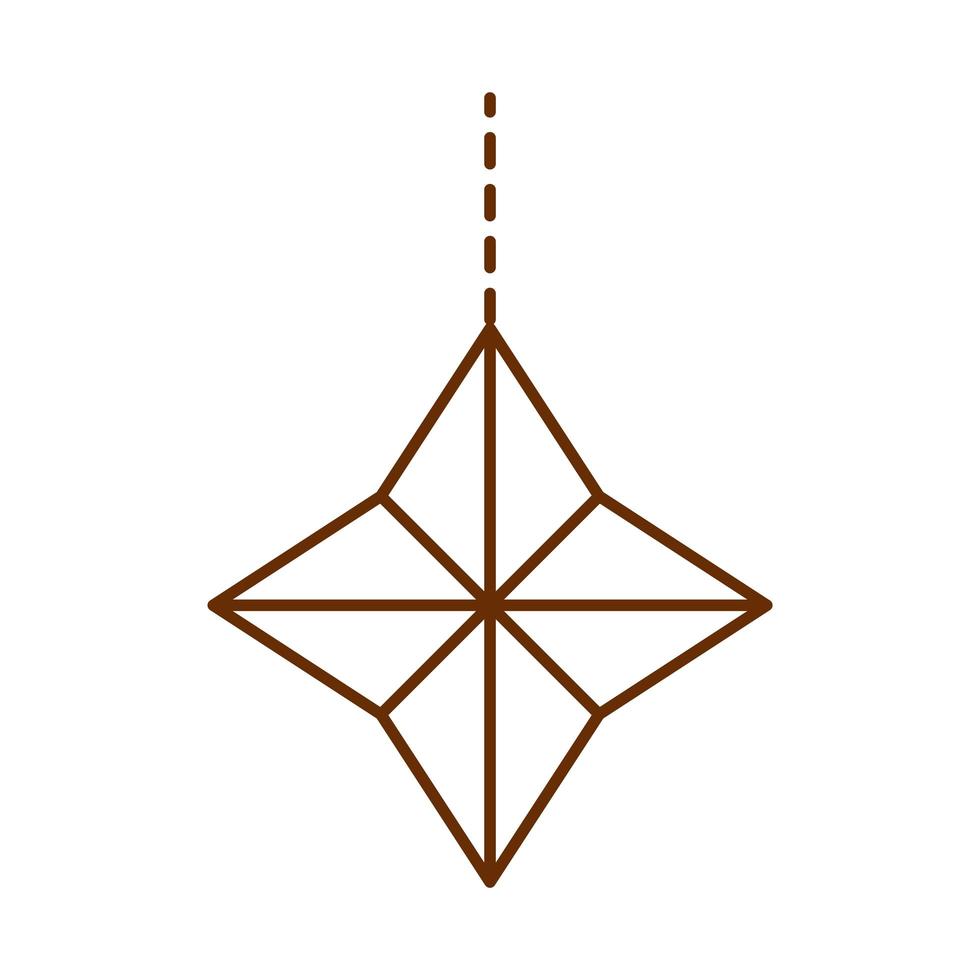 merry christmas hanging star ornament decoration cartoon line icon vector