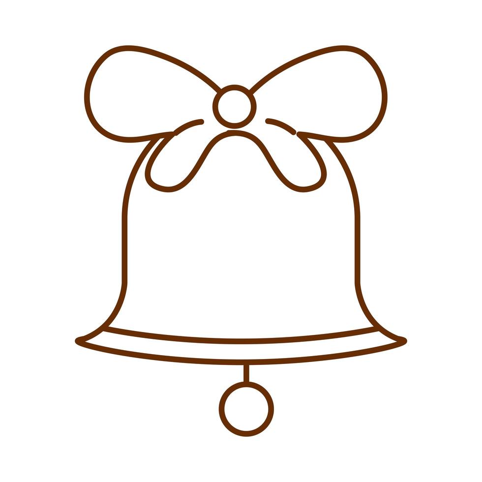 merry christmas bell with bow decoration cartoon line icon vector