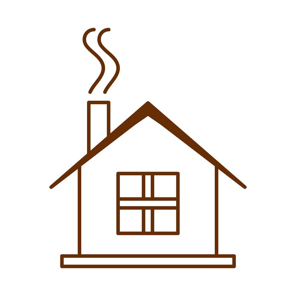 icono de línea de dibujos animados de humo de chimenea de casa vector