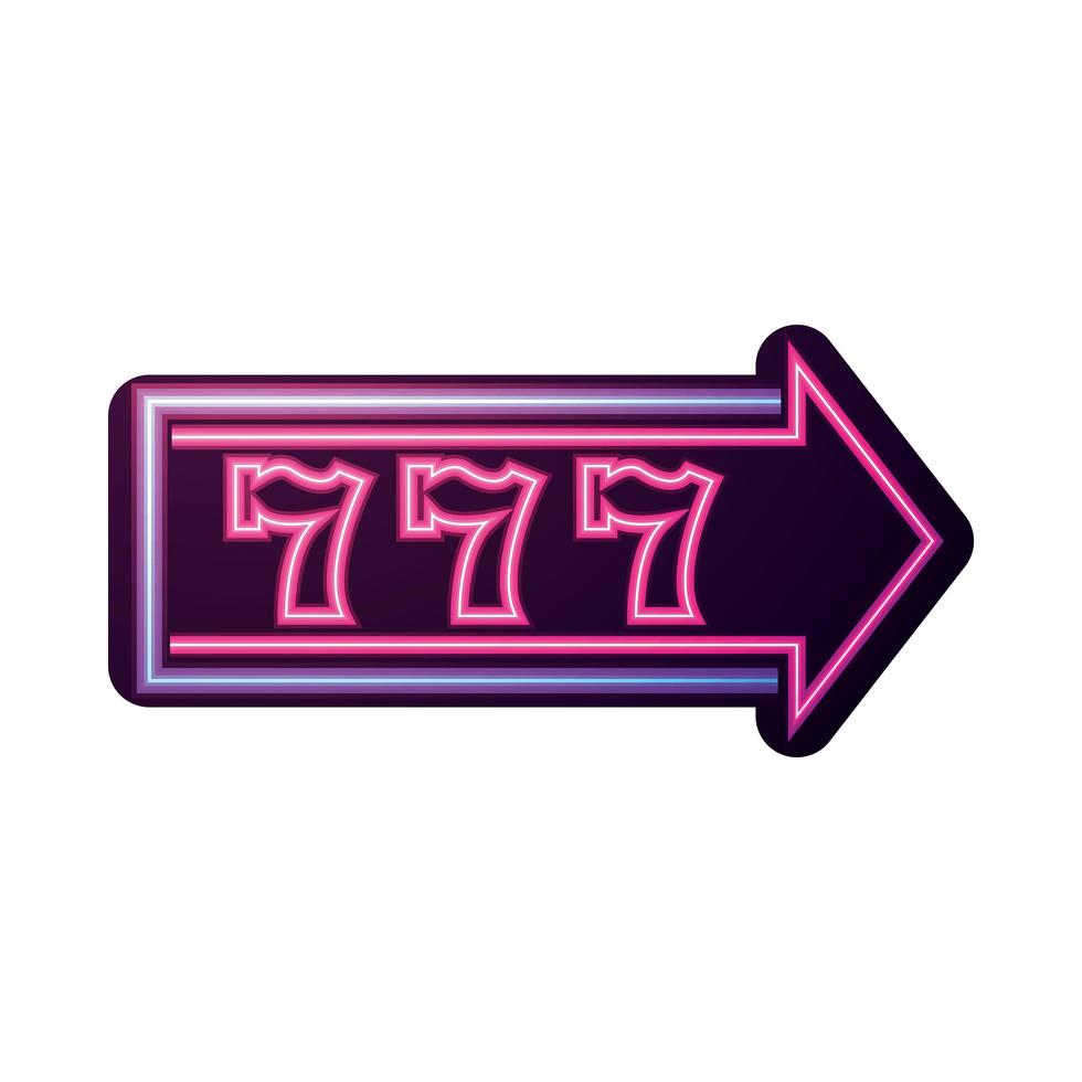 casino gambling arrow direction neon sign vector