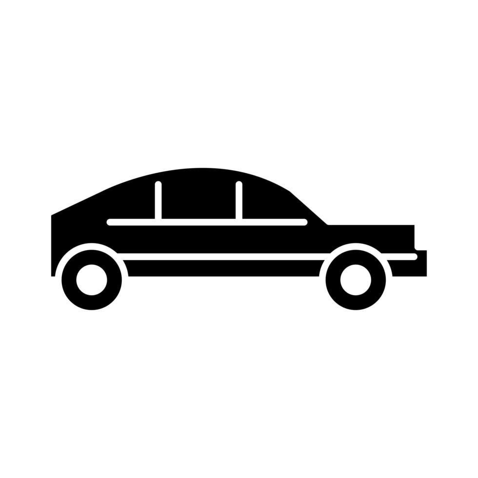 Icono de silueta de vista lateral de transporte de coche aislado en gráfico de fondo blanco vector