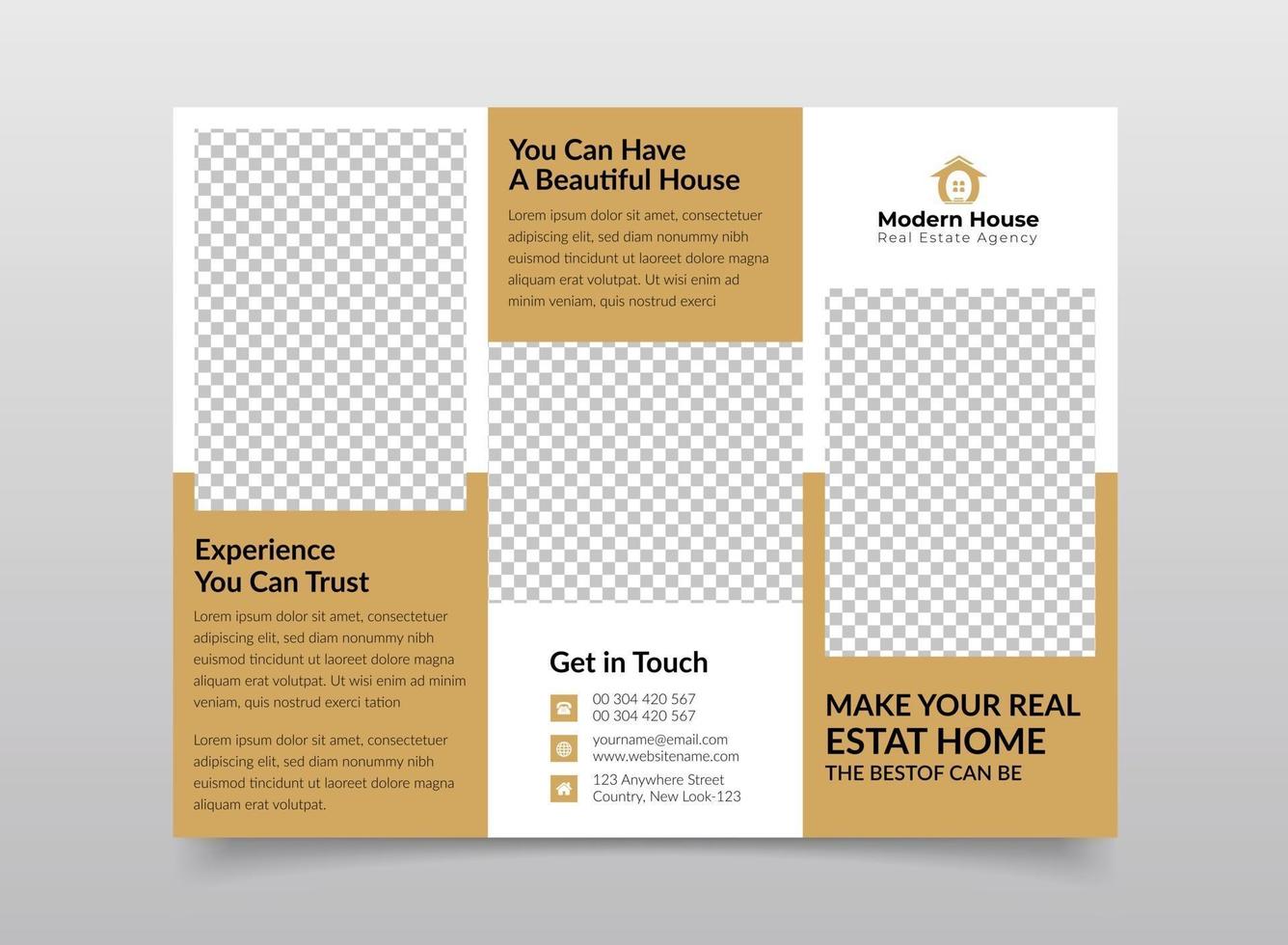 Real estate trifold brochure design template vector