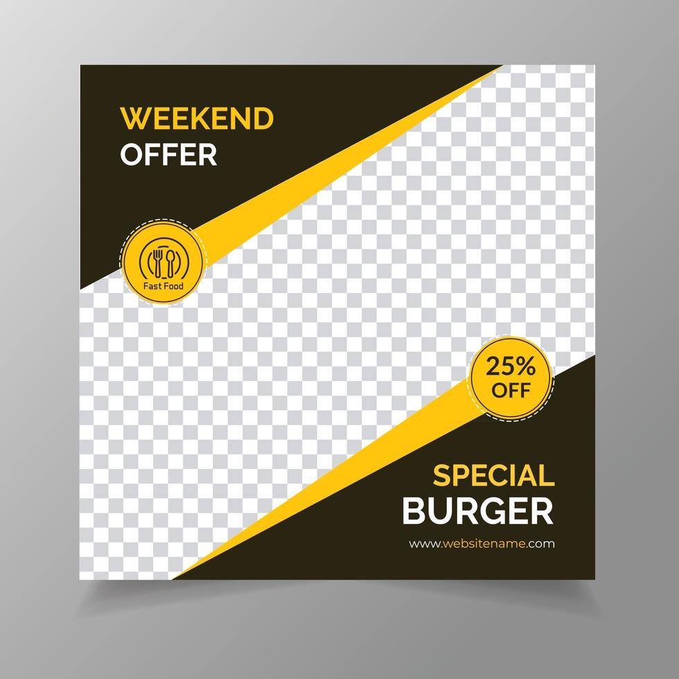 Burger social media post template vector