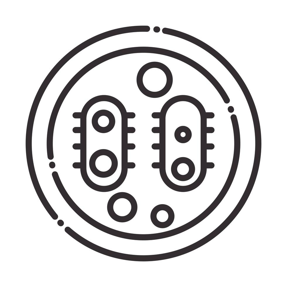 biology bacterias in petri dish science element line icon style vector