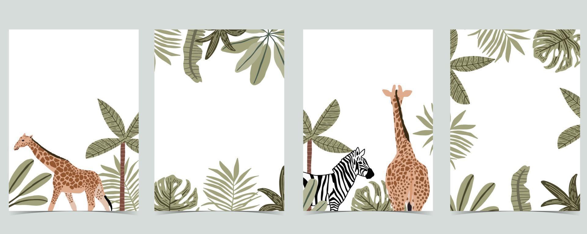 colección de fondo de safari con jirafa vector