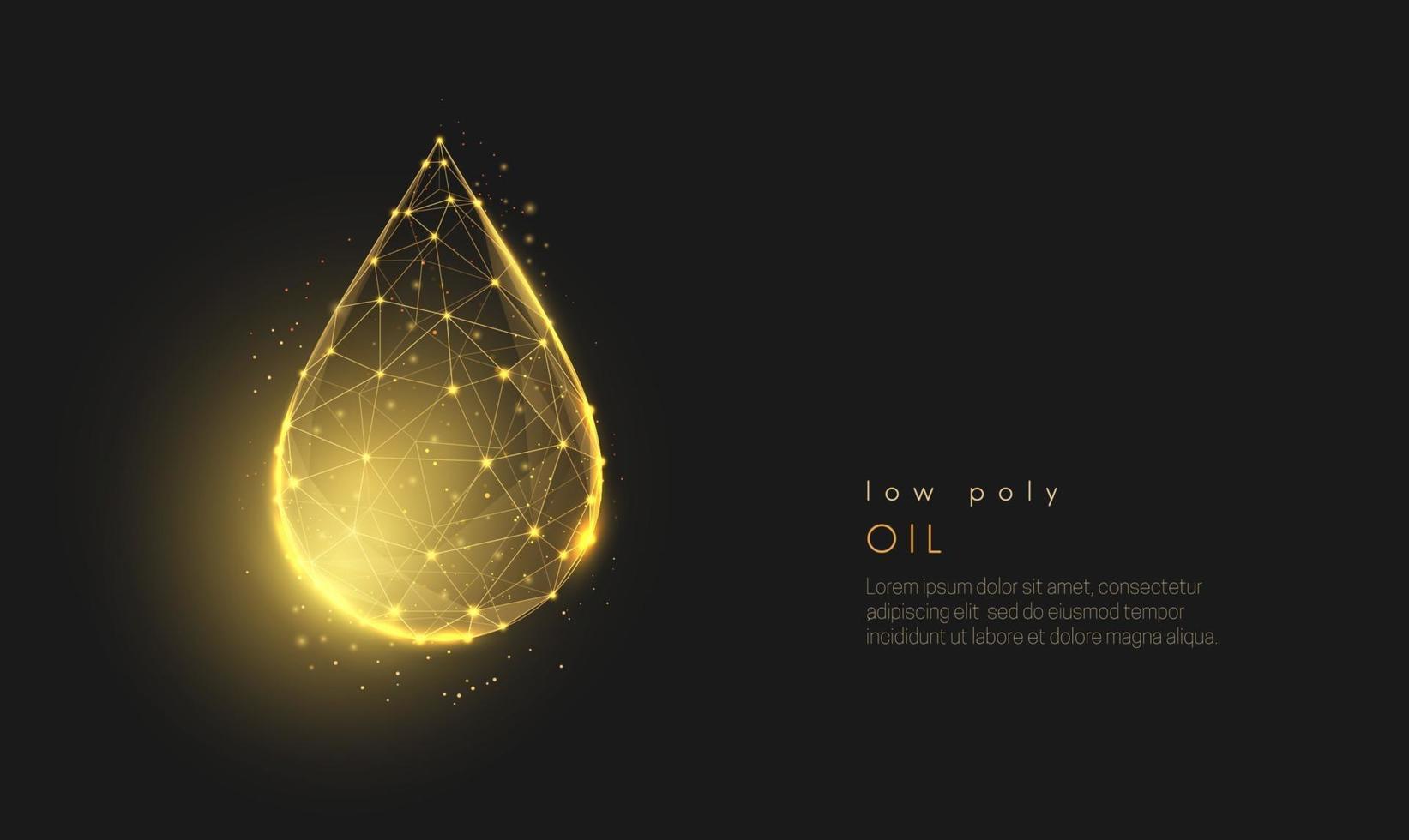 Abstract low poly falling golden oil drop. vector