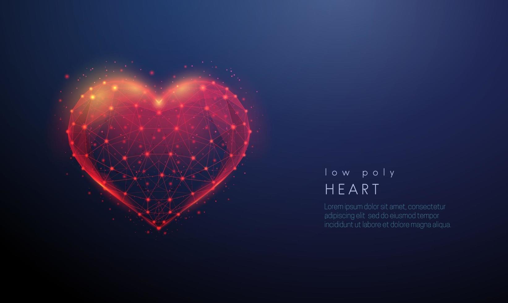 Abstract heart shape. Low poly style design vector