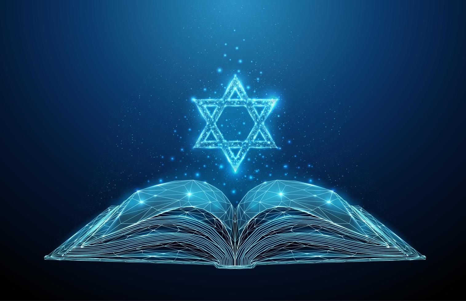 Abstract open Torah book with star of David vector