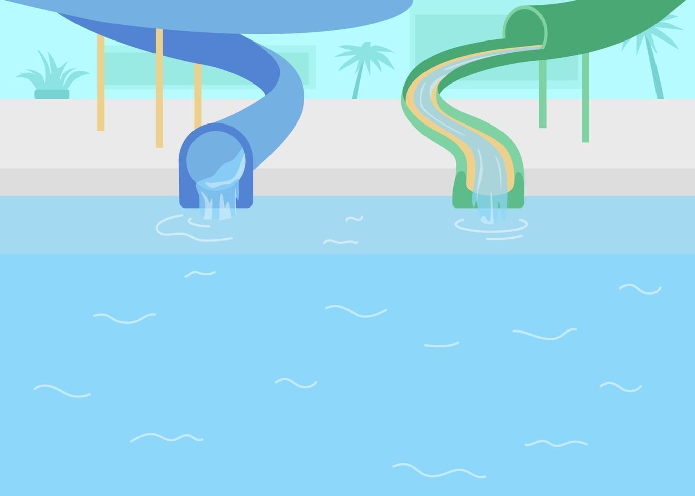 Water park flat color vector illustration