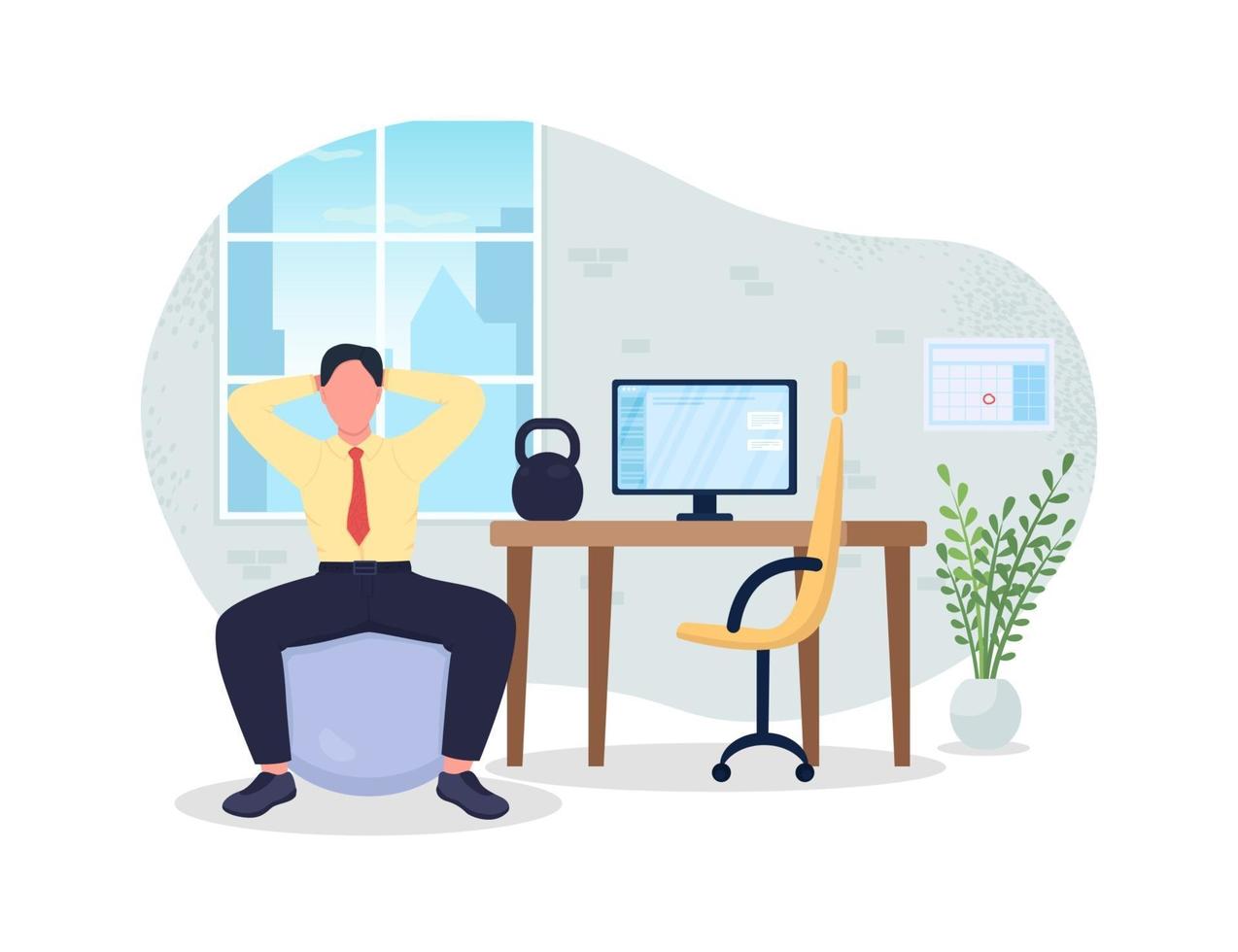 Exercise break at workplace 2D vector web banner