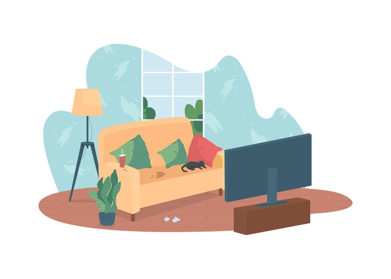 Messy living room 2D vector web banner