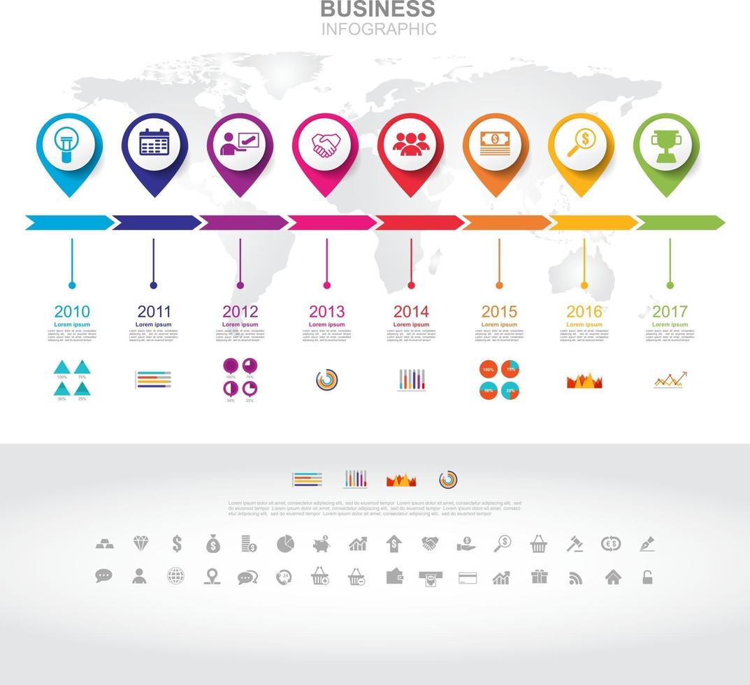 Infographic template. Timeline infographic Business success concept with graph. vector design. Elements of this image furnished by NASA no4