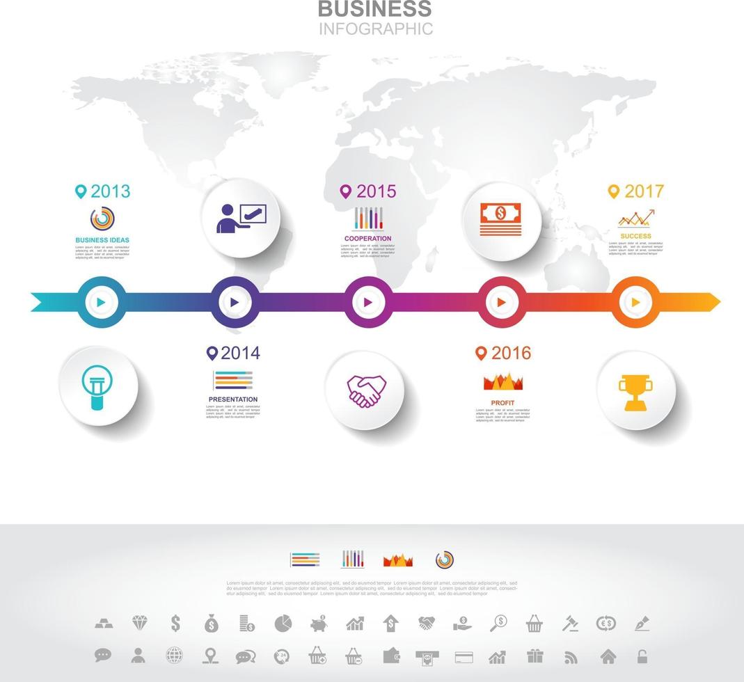 Infographic template. Timeline infographic Business success concept with graph. vector design. Elements of this image furnished by NASA no2