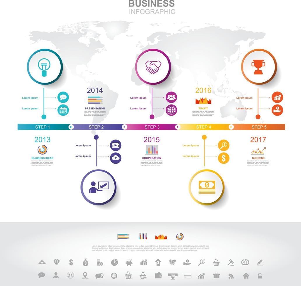 plantilla de infografía. concepto de éxito empresarial de infografía de línea de tiempo con gráfico. diseño vectorial. elementos de esta imagen proporcionada por la nasa vector