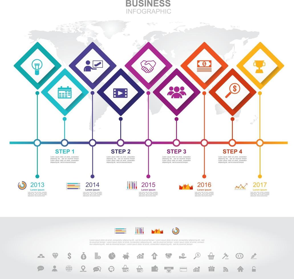 Infographic template. Timeline infographic Business success concept with graph. vector design. Elements of this image furnished by NASA no3